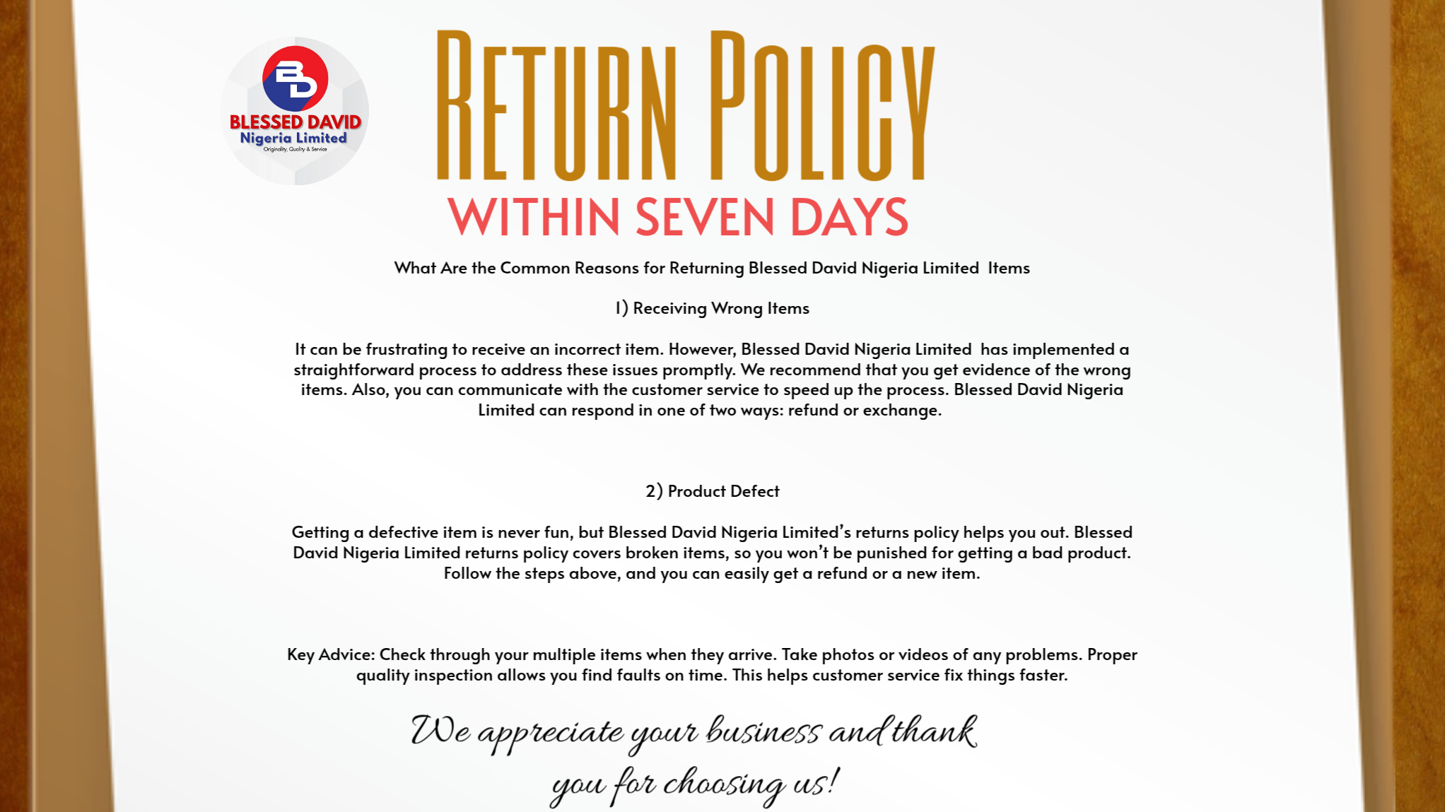 Return Policy